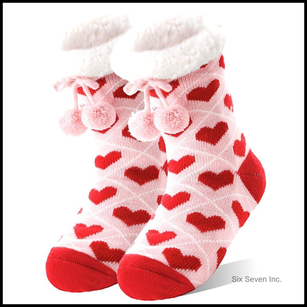 Fuzzy Grips Slipper Socks Warm Fluffy Thermal Cozy Plush Winter